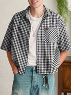 Men's Button-Down Shirt with Gingham Pattern