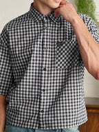 Men's Button-Down Shirt with Gingham Pattern