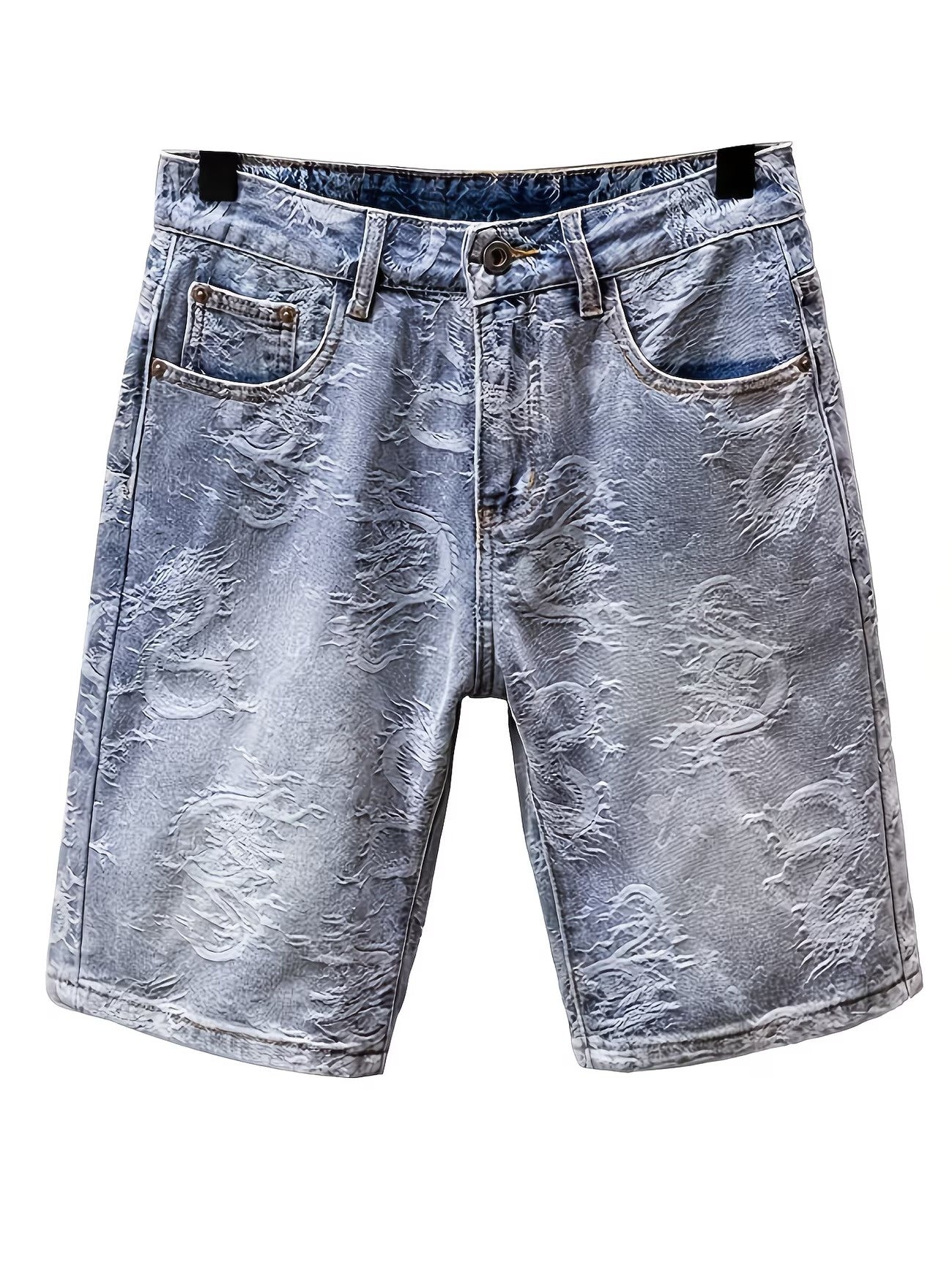 Men's Straight-Leg Shorts with Dragon Motif