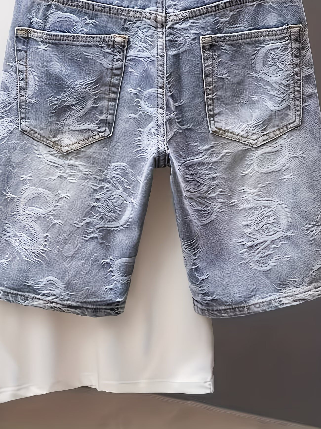 Men's Straight-Leg Shorts with Dragon Motif