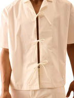 Men's Tie-Front Shirt with Short Sleeves