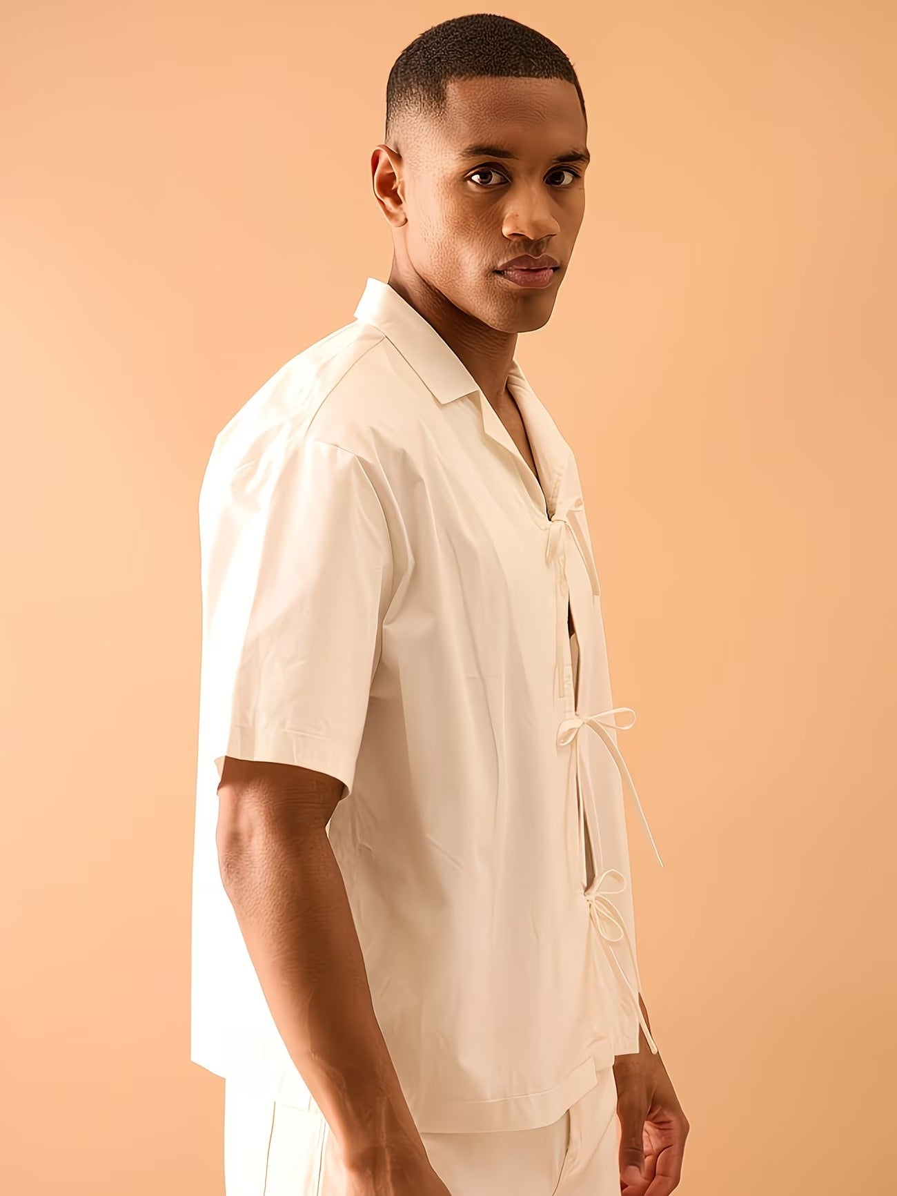 Men's Tie-Front Shirt with Short Sleeves