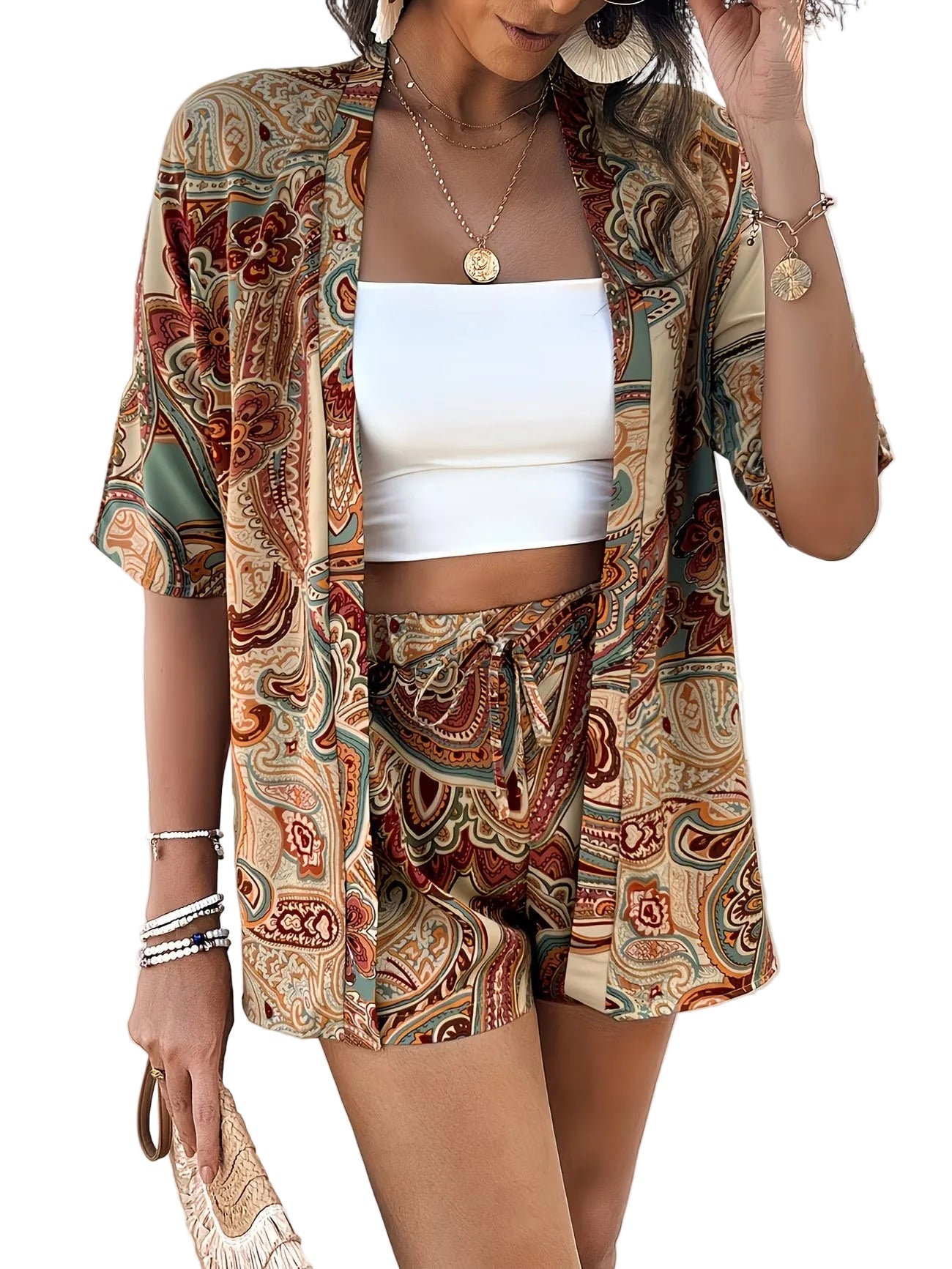 Women's Two-Piece Set with Paisley Print