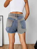 Women's Two-Tone Shorts with Frayed Hem